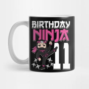 Birthday Ninja 11 Girl Pink Shinobi Themed 11th B-Day Party Mug